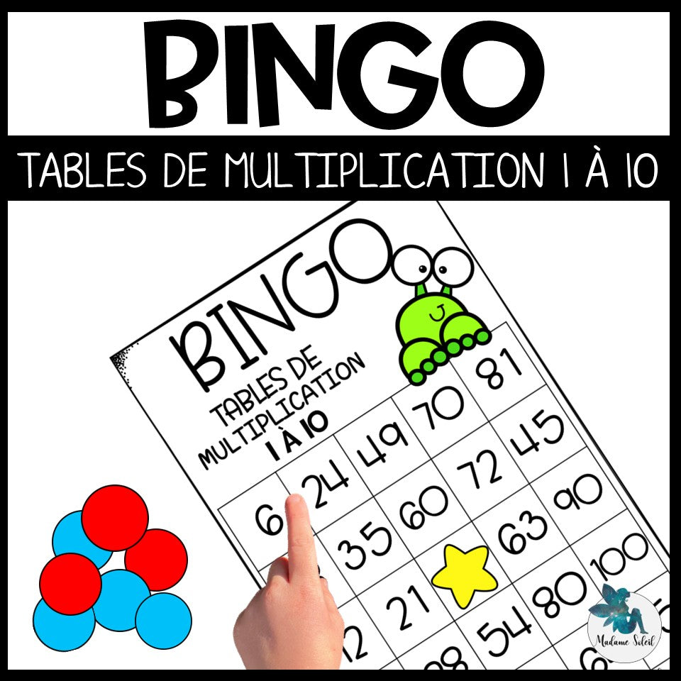 Bingo des multiplications des monstres  : Tables de 1 à 10