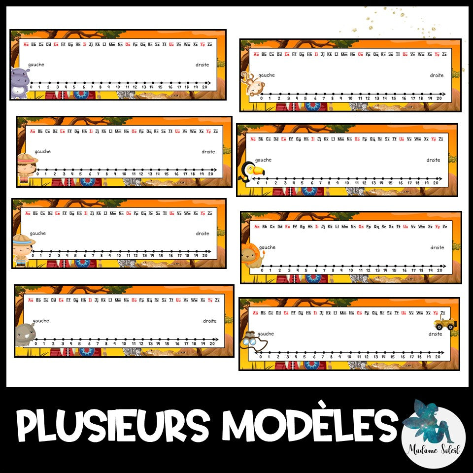 Étiquettes dessus de bureau Thème safari