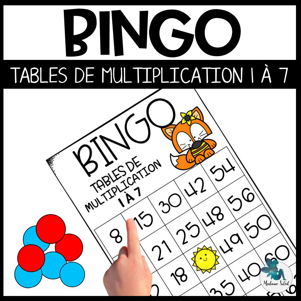 Bingo des multiplications Table de 1 à 7