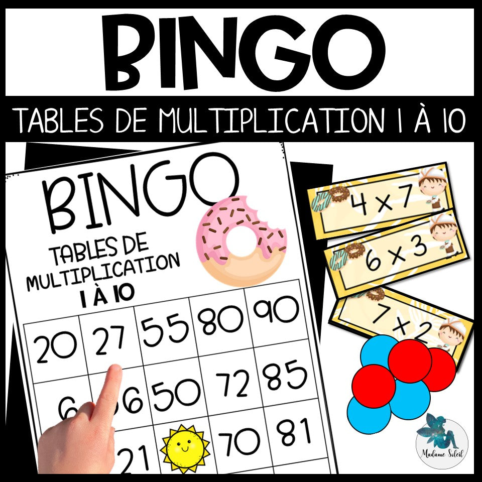 Bingo des multiplications Table de 1 à 10
