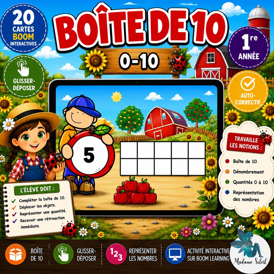 Représente le nombre : les pommes BOOM CARDS