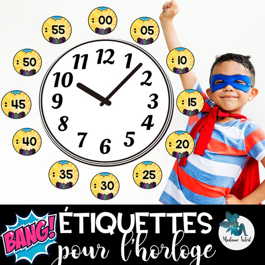 Étiquettes pour l'horloge de la classe - Super-héros