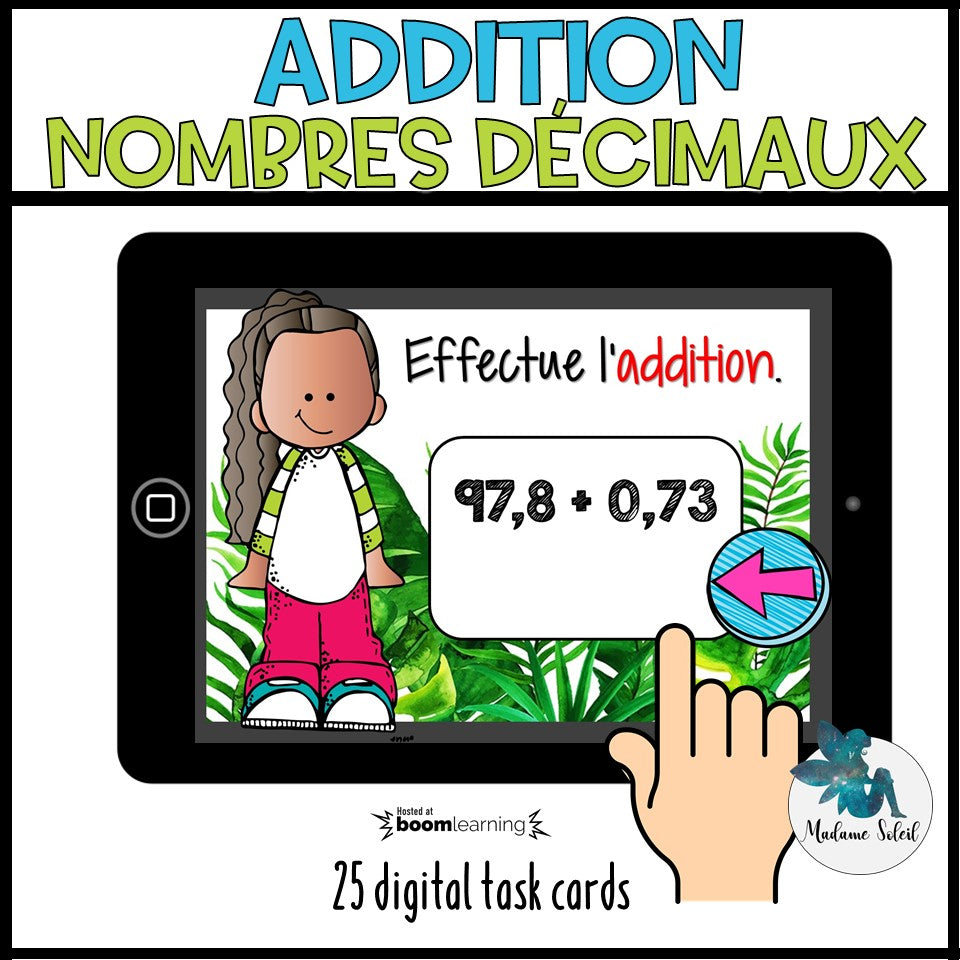 Addition des nombres décimaux BOOM CARDS