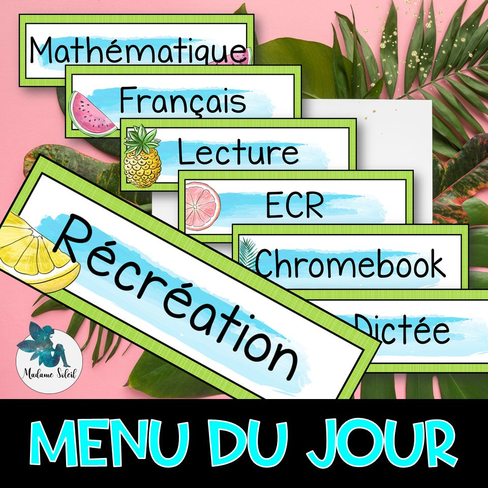Menu du jour TROPICAL