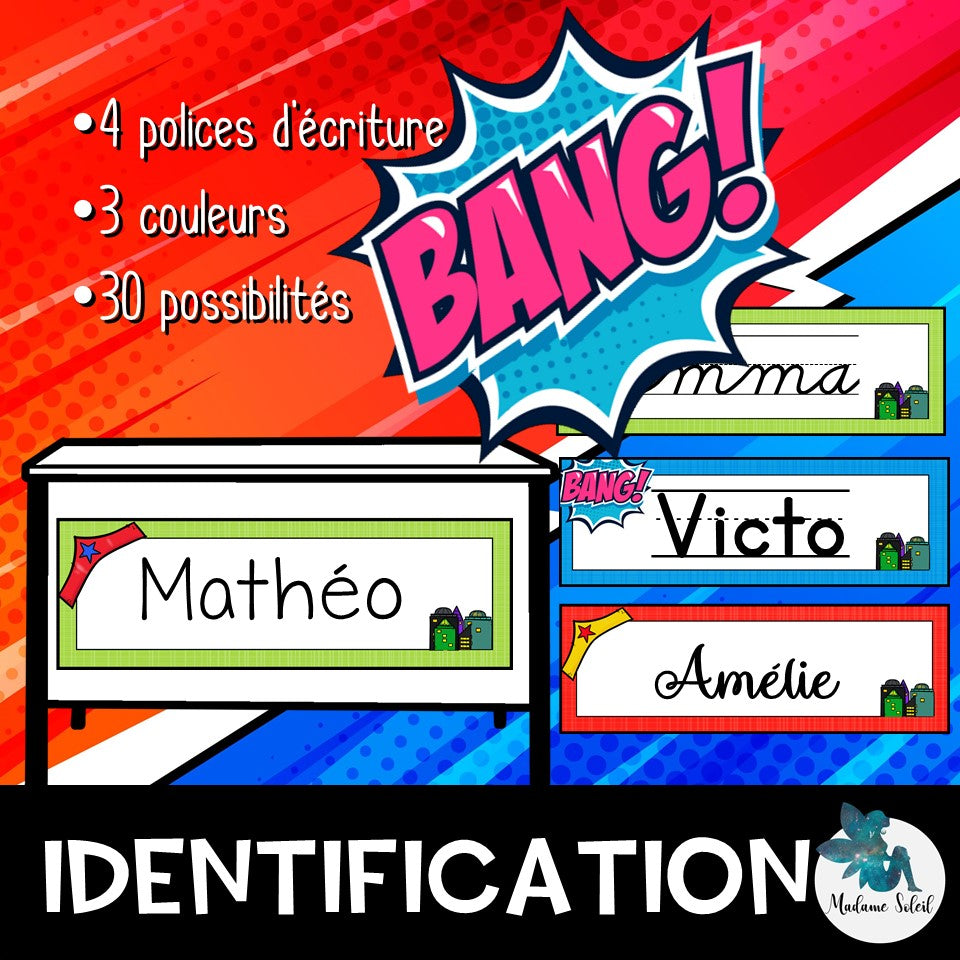 Étiquette d'identification Super-héros