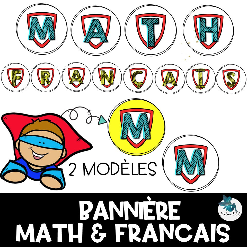 Banderoles Français et Math - Super-héros