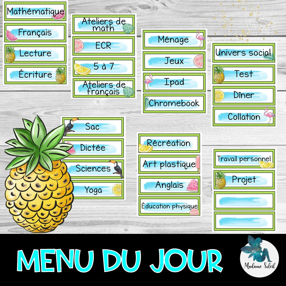 Menu du jour TROPICAL