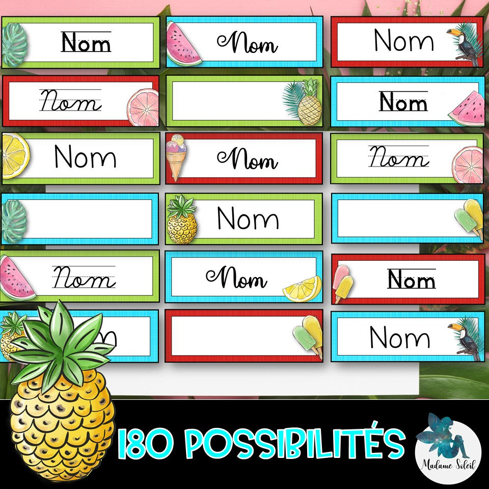 Étiquette pour le devant du pupitre - Tropical