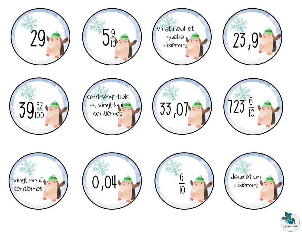 Nombres décimaux de l'hiver