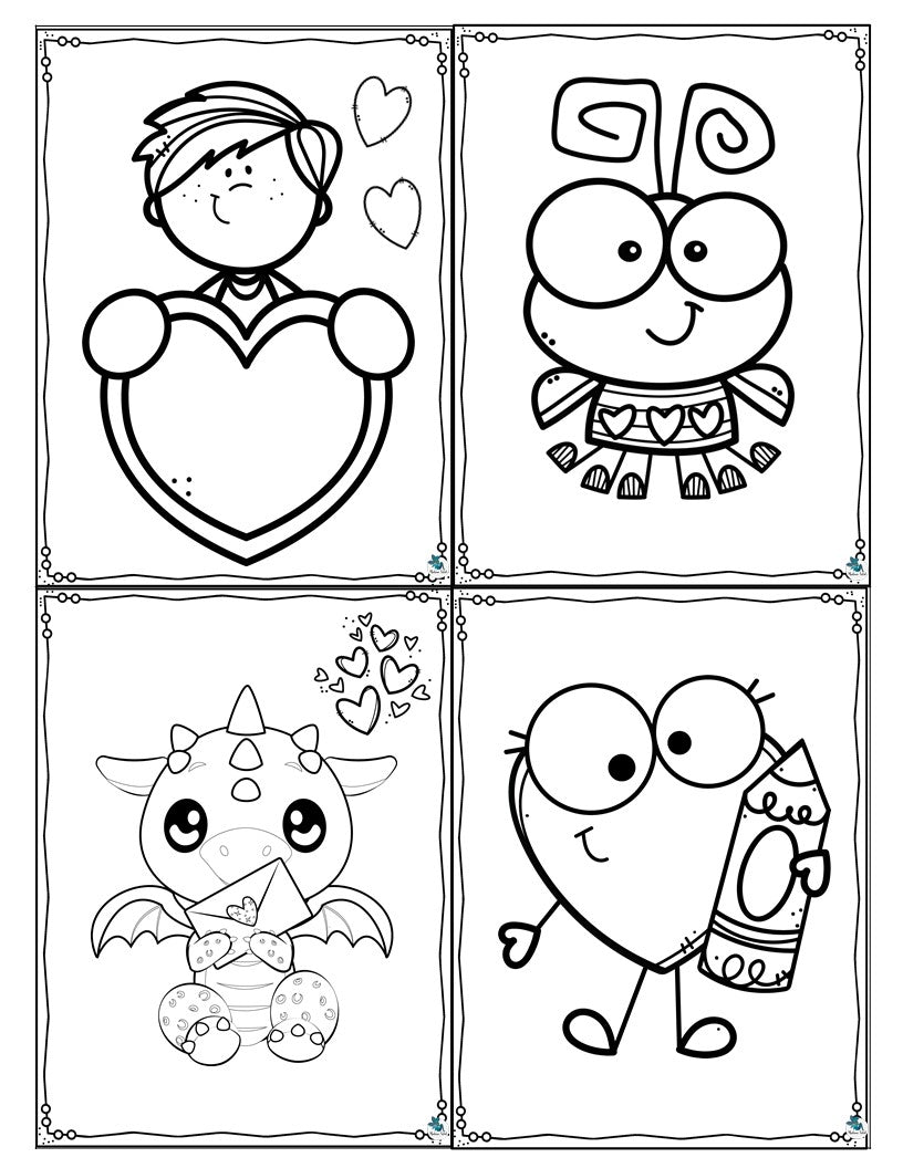 Carte de St-Valentin à colorier