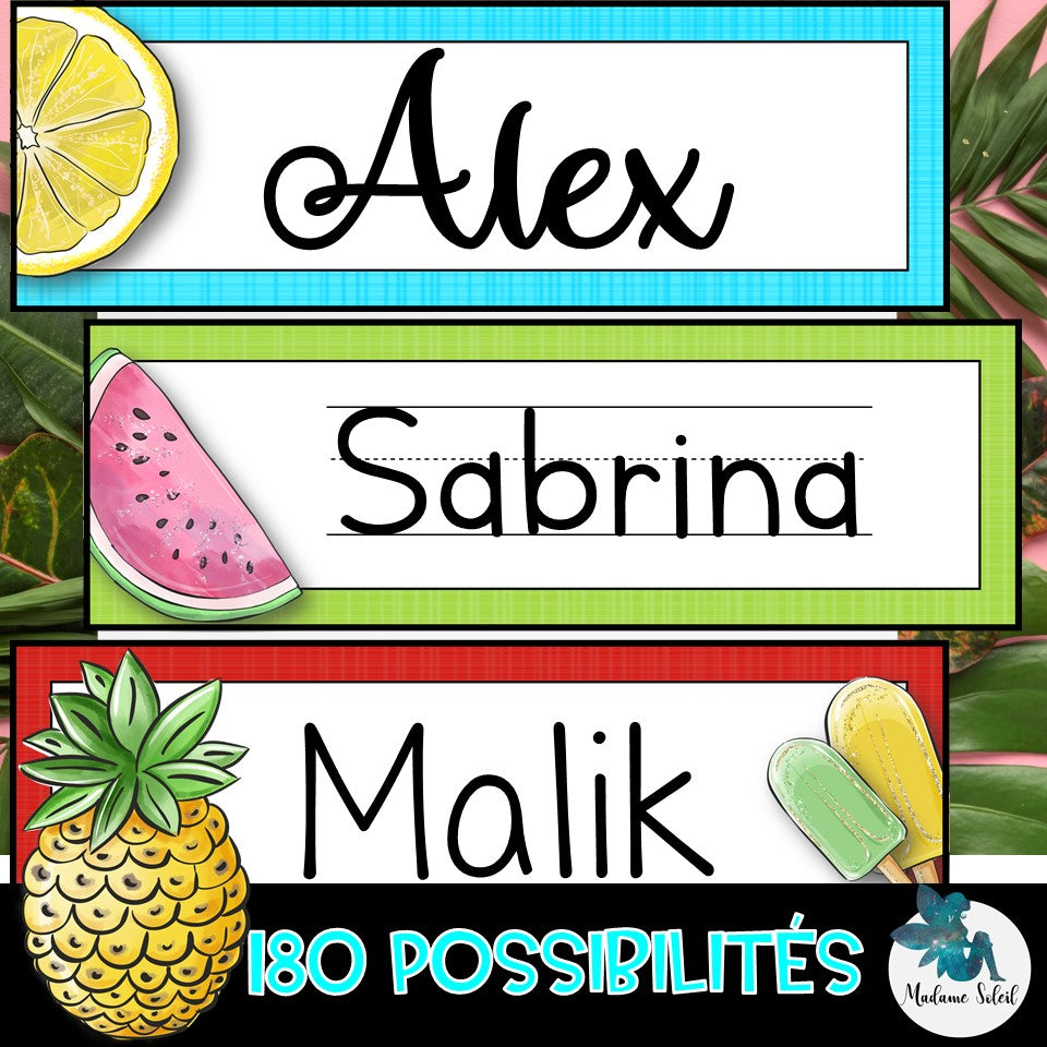 Étiquette pour le devant du pupitre - Tropical