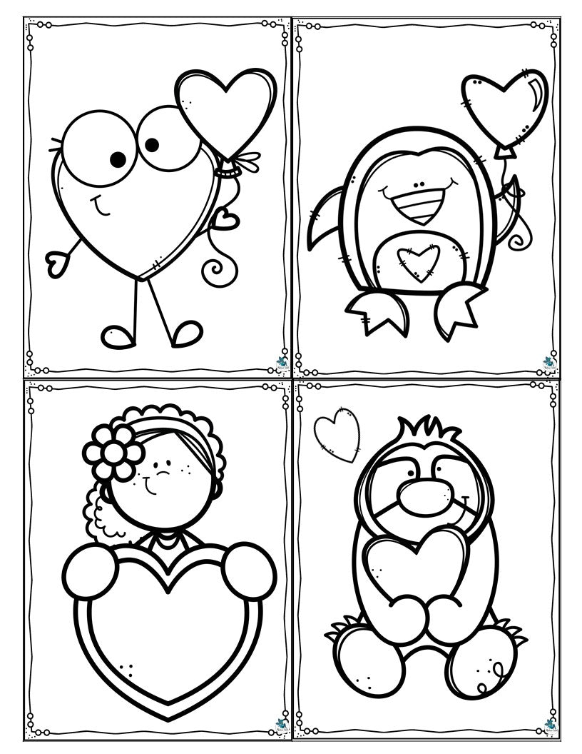 Carte de St-Valentin à colorier