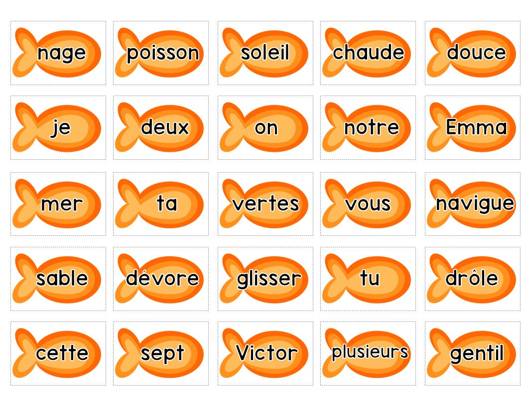 Classes de mots de la plage 3e - 4e année