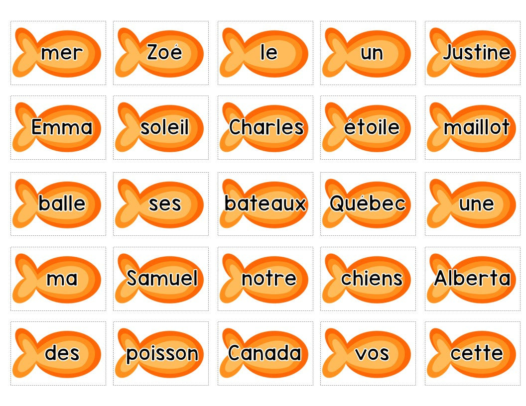 Classes de mots à la plage 2e année