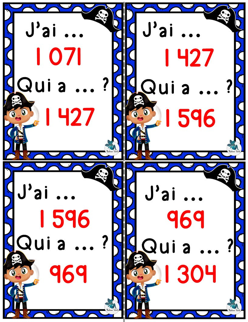J'ai ... Qui a ...? Les nombres de 0 à 2 000