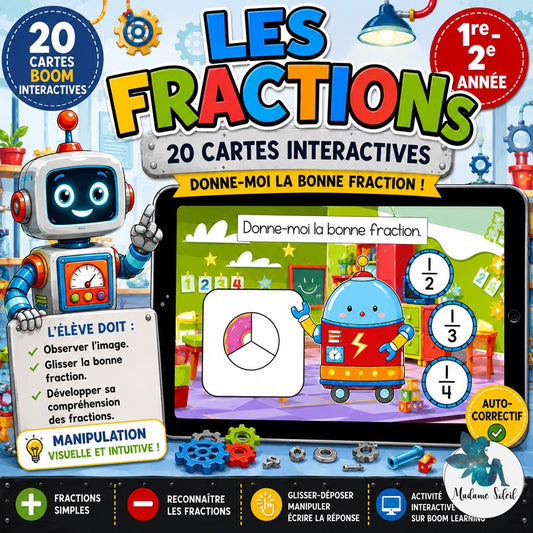 Les fractions en 1re année Boom Cards