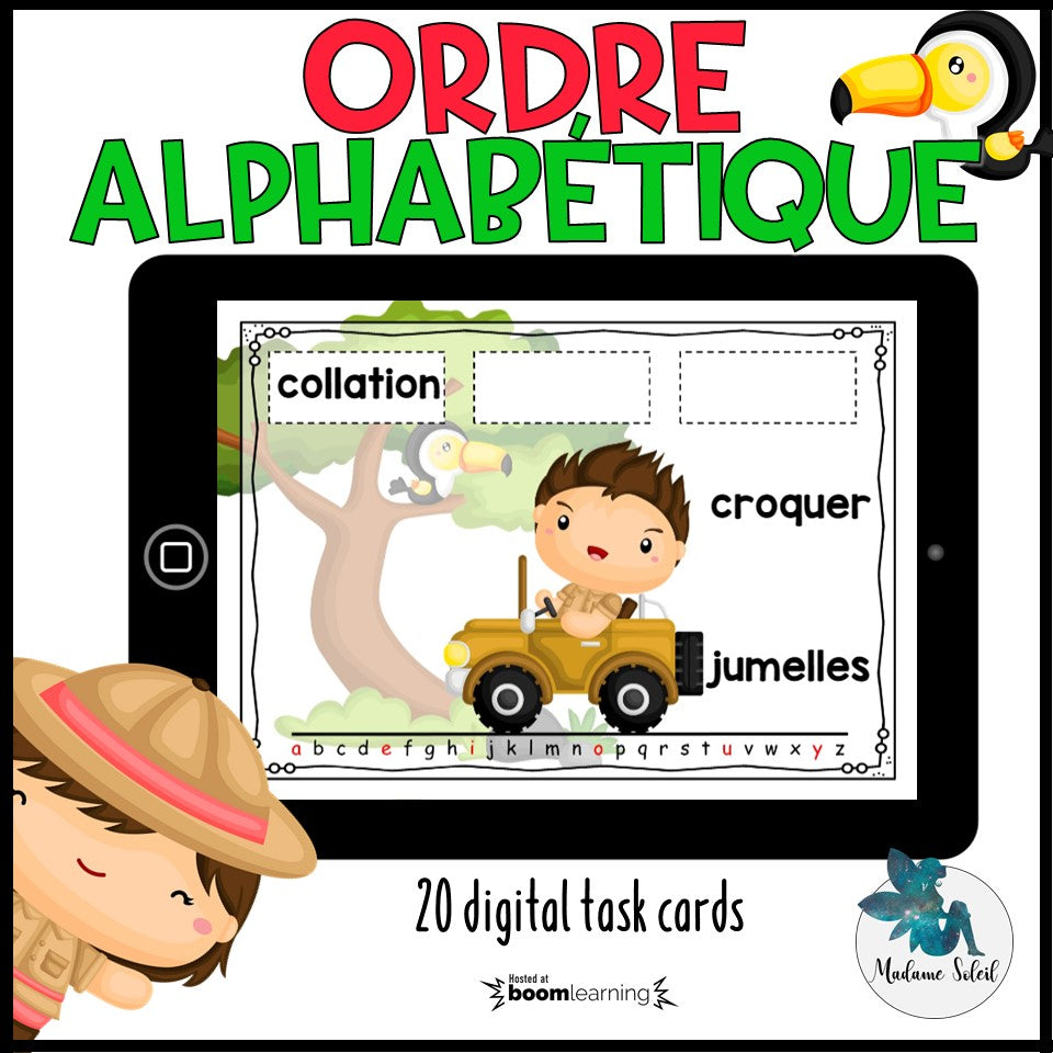 L'ordre alphabétique dans la savane - Boom Cards