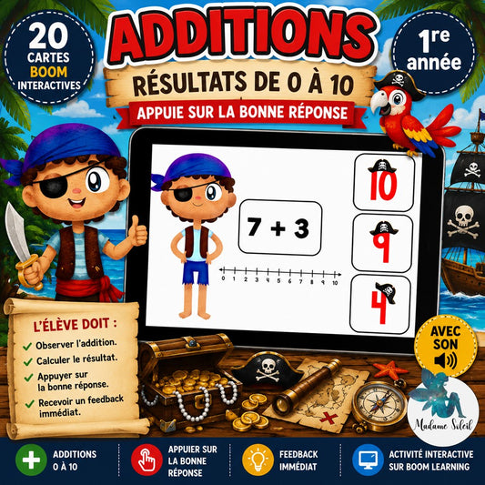 Addition 0-10 Les pirates Boom cards