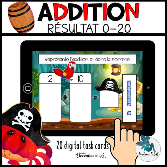 Addition de nombres à 2 chiffres 0-20 Boom Cards
