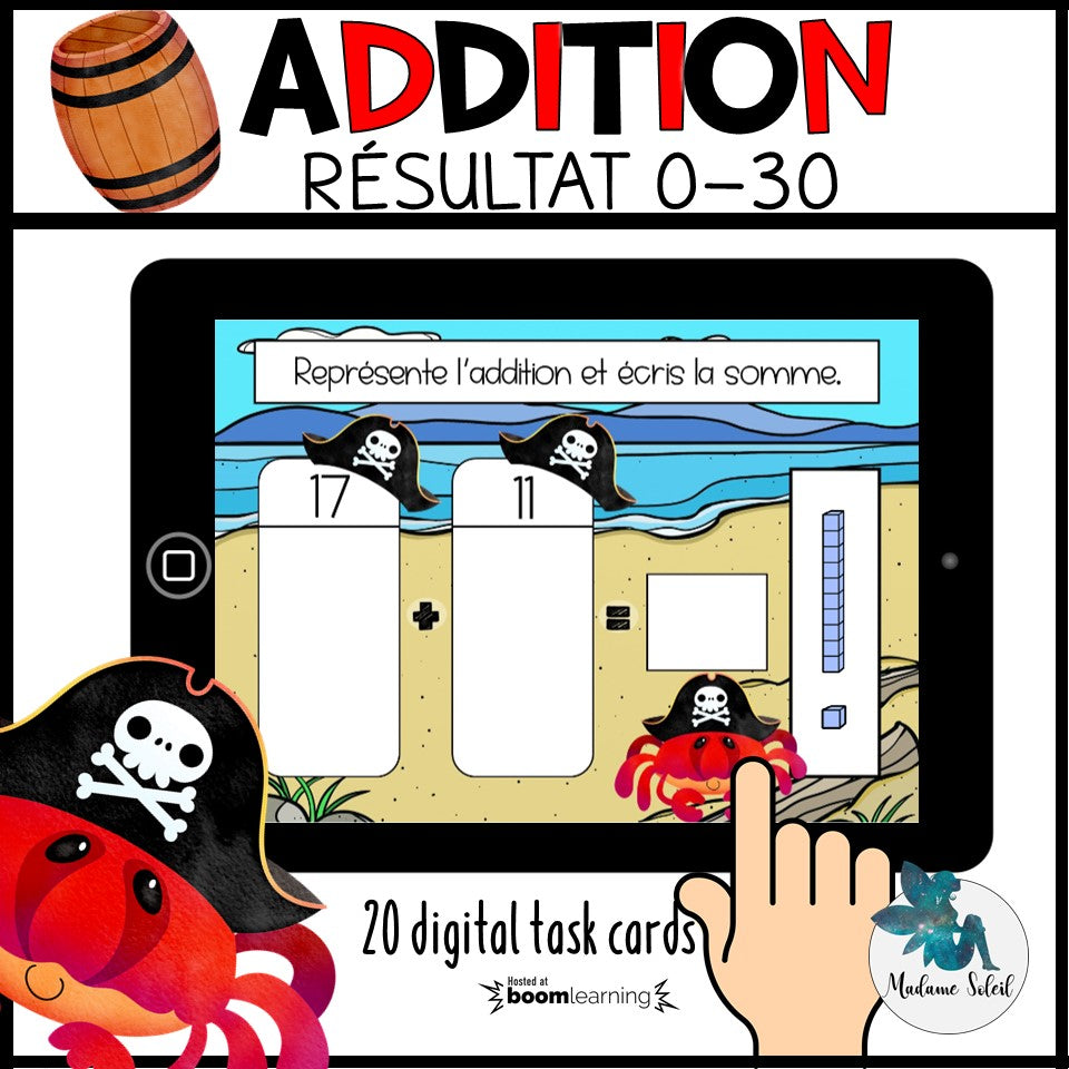 Addition de nombres à 2 chiffres 0-30 Boom Cards