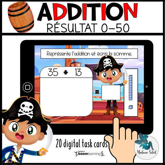 Addition de nombres à 2 chiffres 0-50 Boom Cards