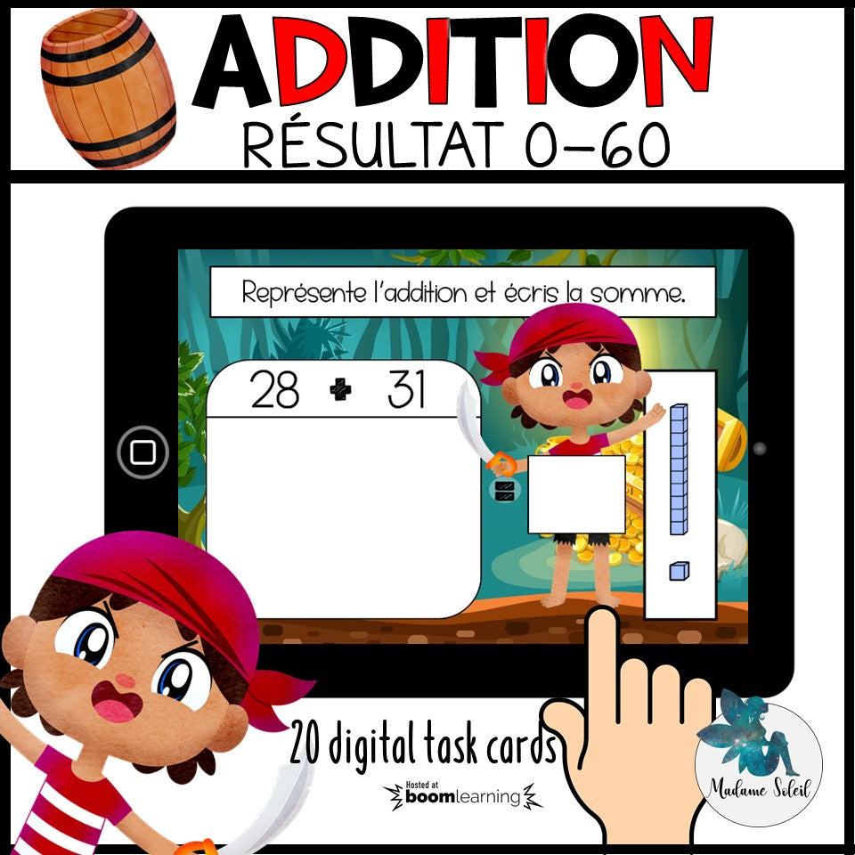 Addition de nombres à 2 chiffres 0-60 Boom Cards