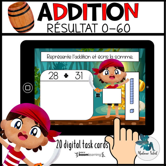 Addition de nombres à 2 chiffres 0-60 Boom Cards