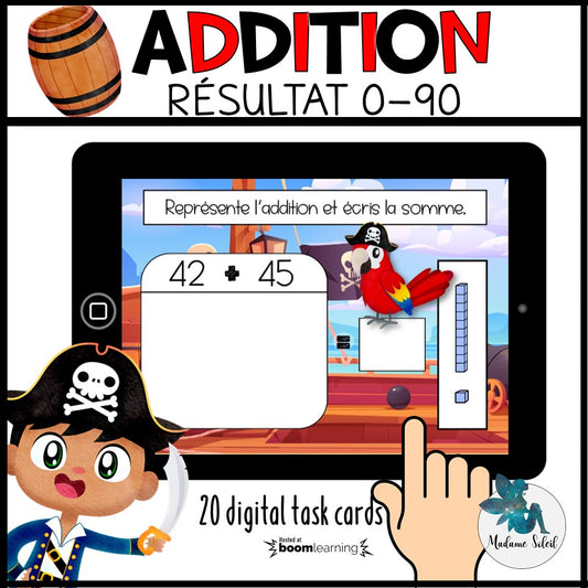 Addition de nombres à 2 chiffres 0-90 Boom Cards