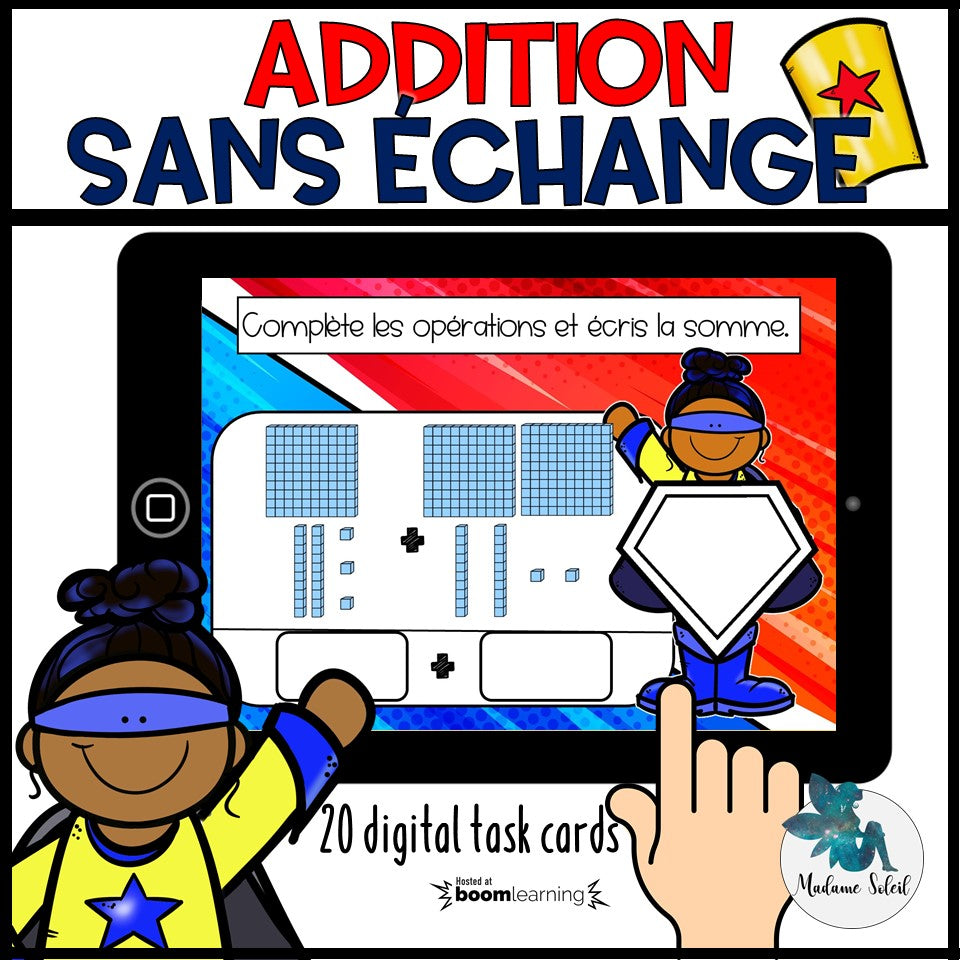 Addition de nombres à 3 chiffres sans échange – Boom Cards