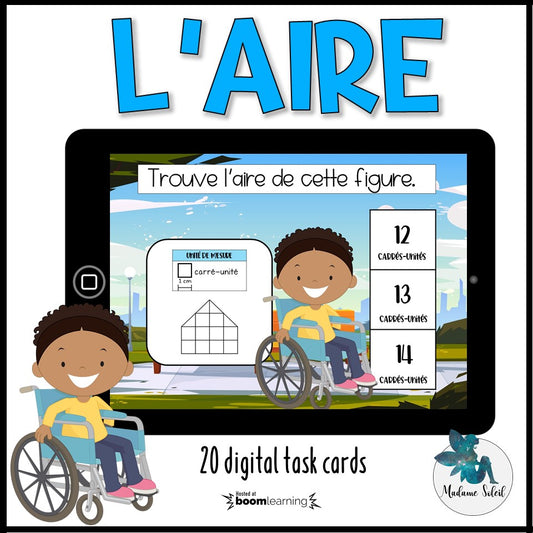 L'aire avec des carré-unités Boom Cards