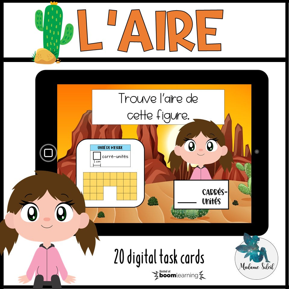 L'aire avec des carré-unités Boom cards