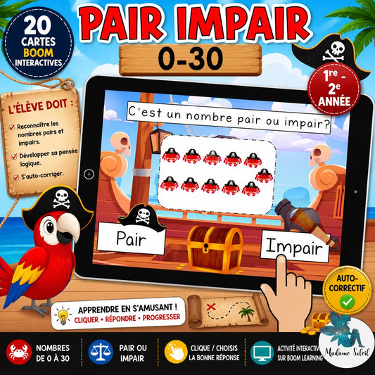 Nombre pair et impair 0-30 Boom Cards