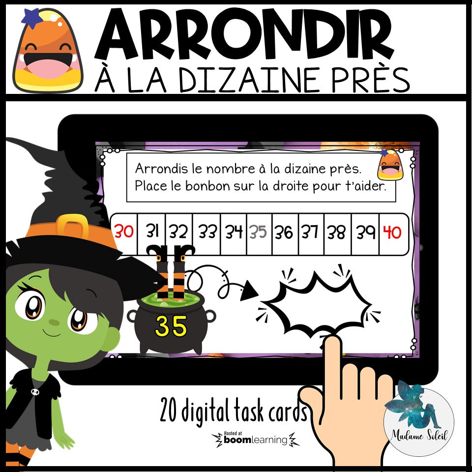 Arrondir les nombres à la dizaine près - Boom Cards