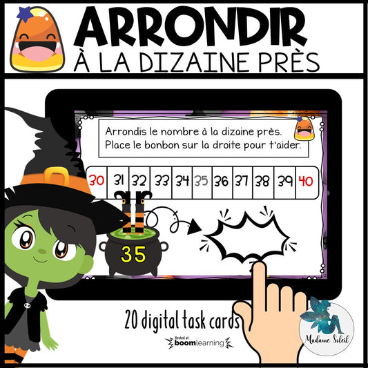 Arrondir les nombres à la dizaine près - Boom Cards