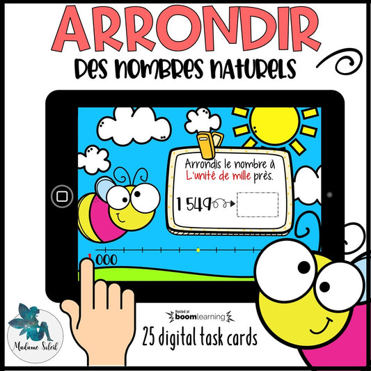 Arrondir avec une droite numérique Boom Cards