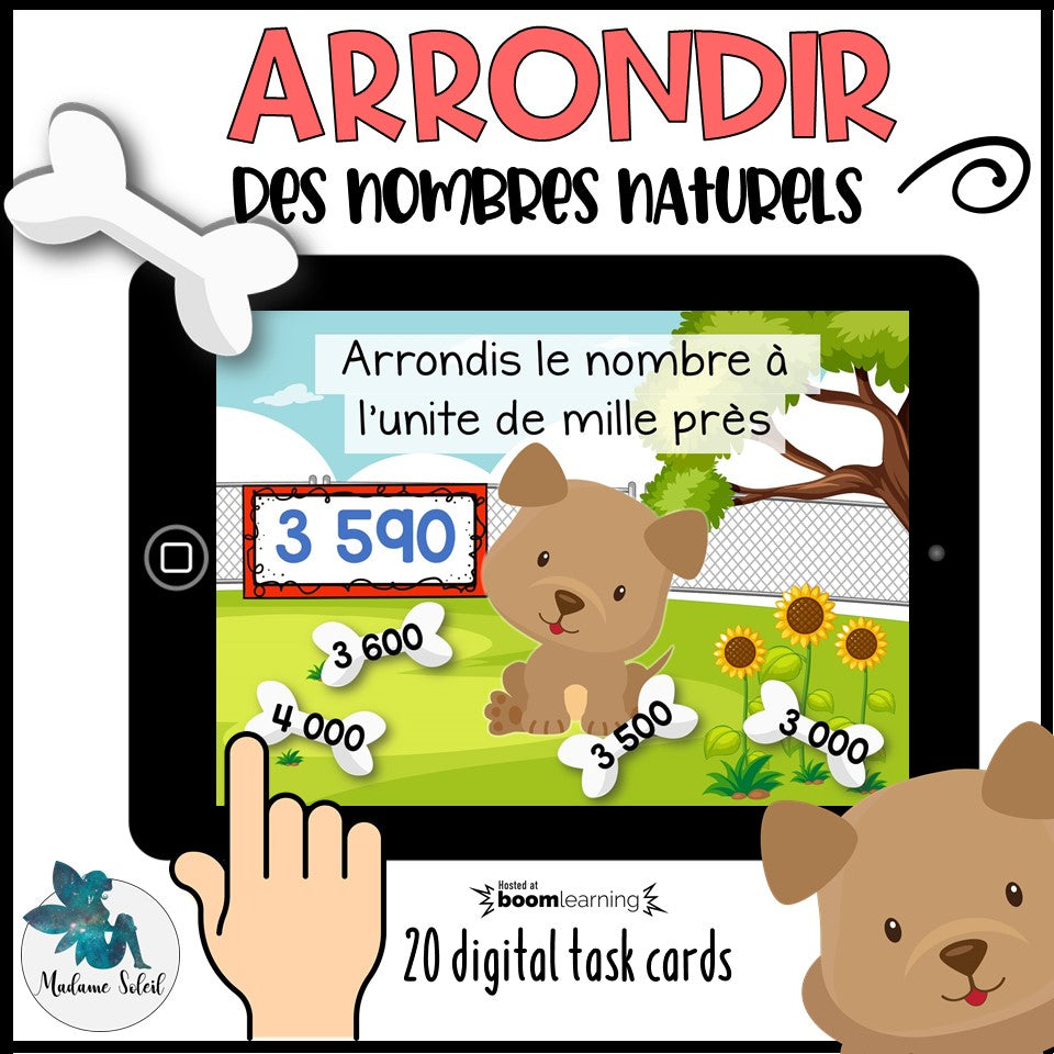 Arrondir les nombres de 3 ou 4 chiffres Boom Cards