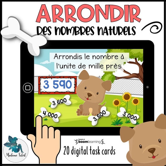Arrondir les nombres de 3 ou 4 chiffres Boom Cards