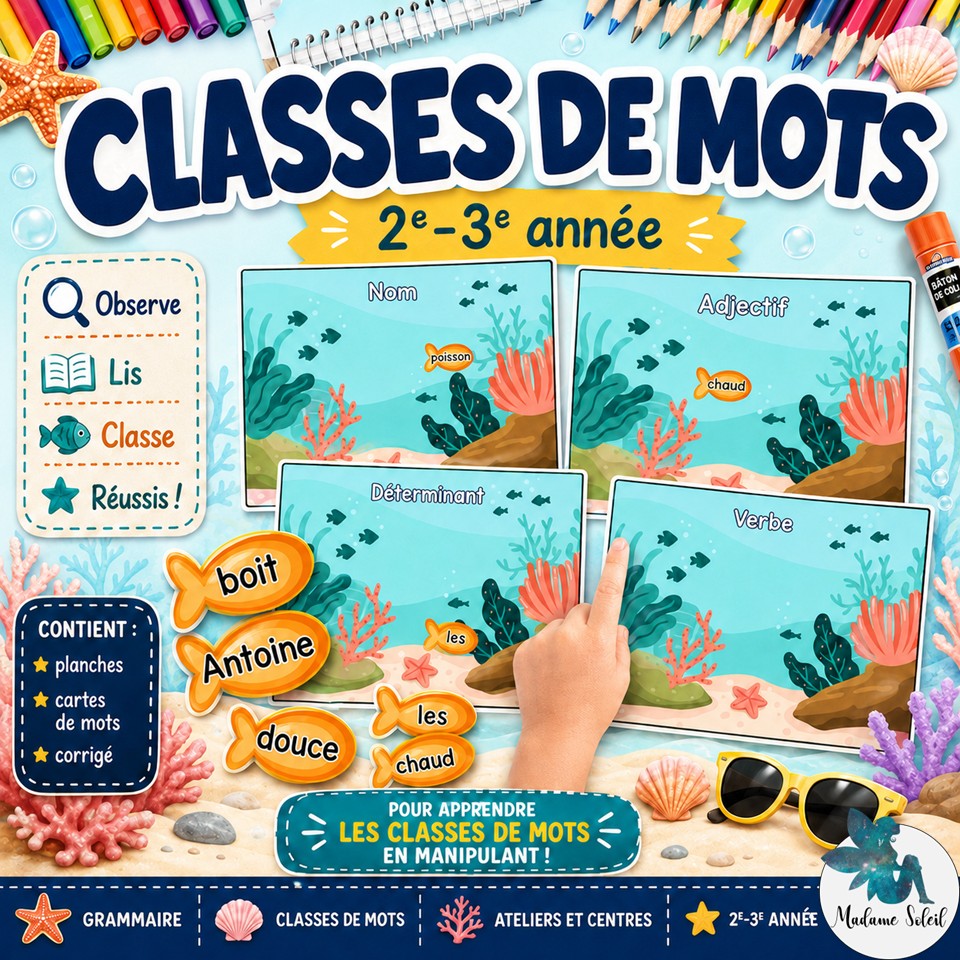 Classes de mots de la plage 2e - 3e année