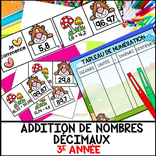 Addition de nombres décimaux sans retenue