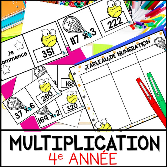 Domino de multiplication en 4e année