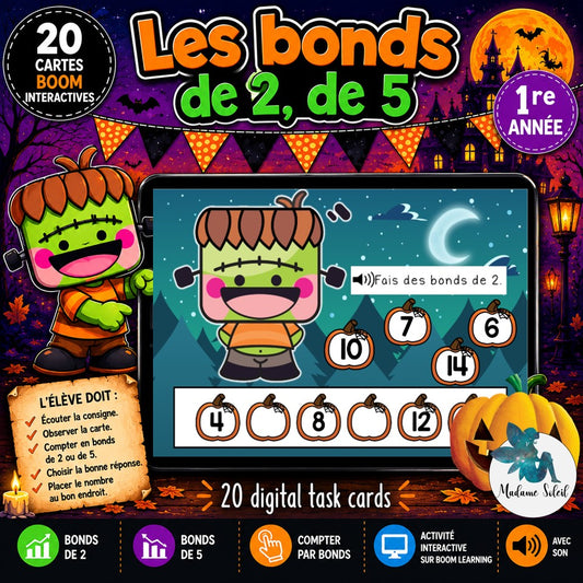 Les bonds de 2 et de 5 l'Halloween 0-20 Boom Cards