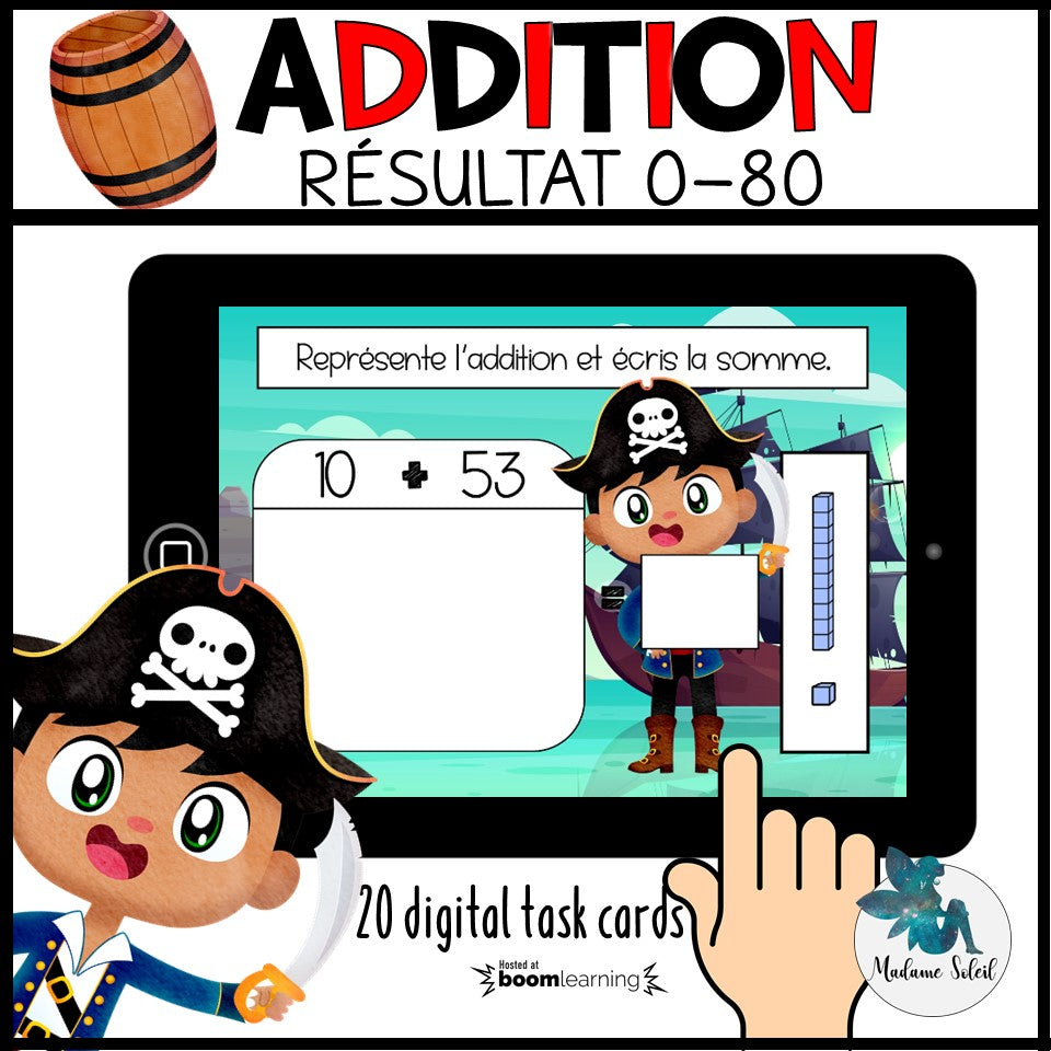 Addition de nombres à 2 chiffres 0-80 Boom Cards