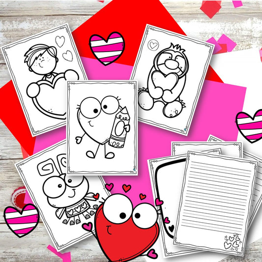 Carte de St-Valentin à colorier