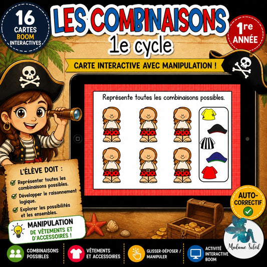 Les combinaisons chez les pirates Boom Cards