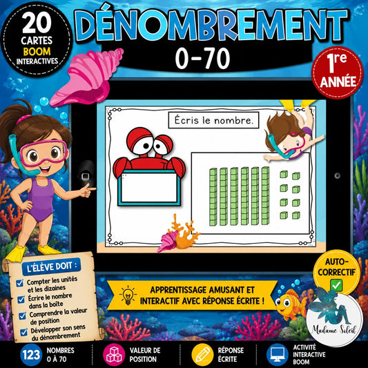 Dizaines et unités 0-70 en 1re année Boom Cards