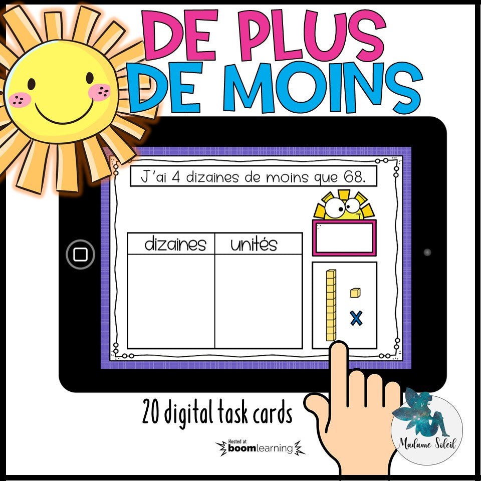 De plus, de moins chez les nombres Boom Cards