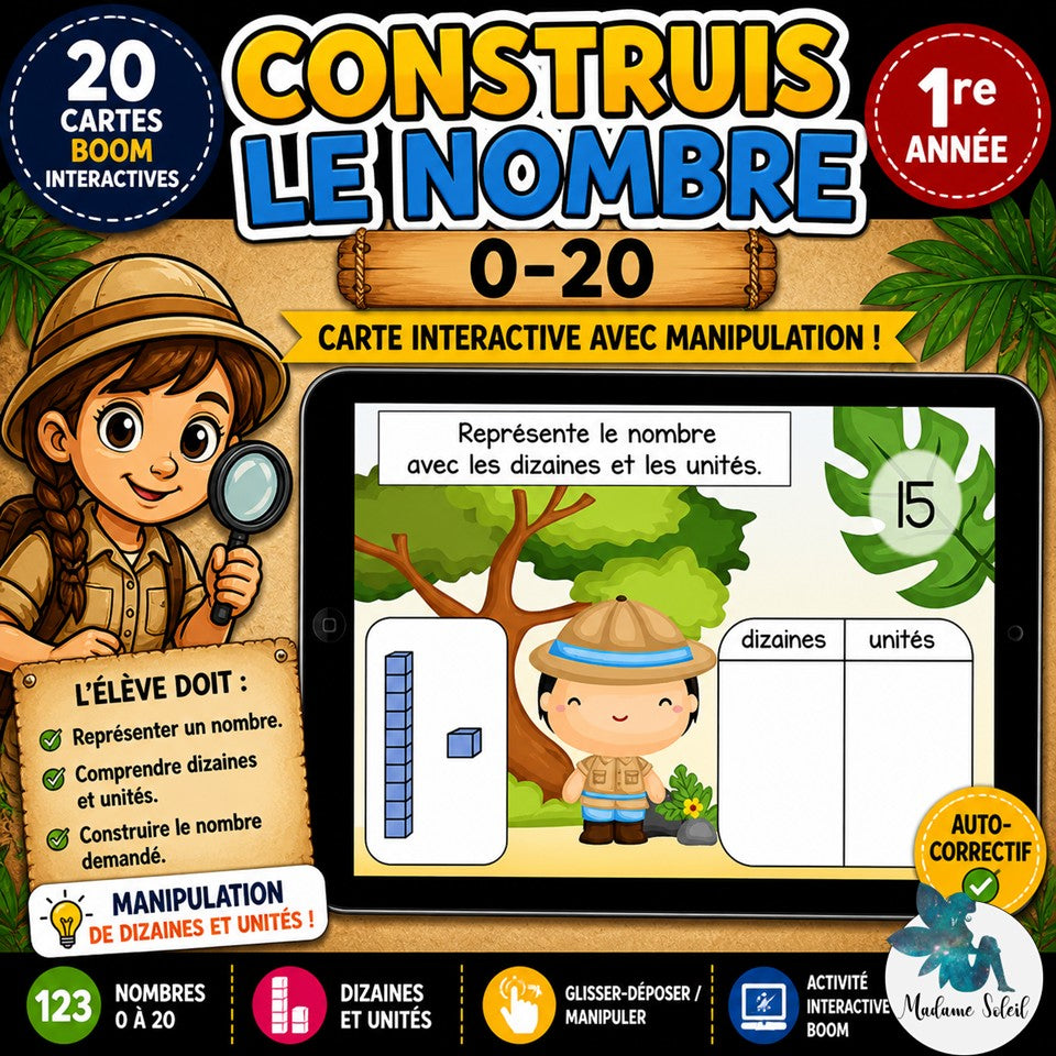 Construis le nombre de 0-20 : Boom Cards