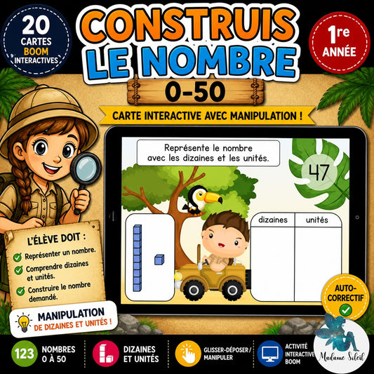 Construis le nombre de 0-50 : Boom Cards