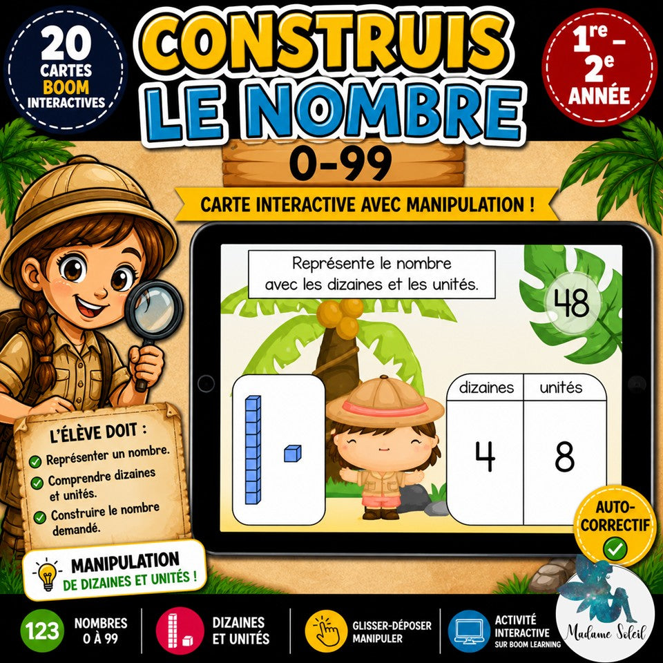 Construis le nombre de 0-99 : Boom Cards