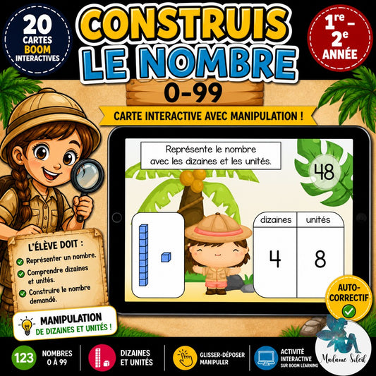 Construis le nombre de 0-99 : Boom Cards